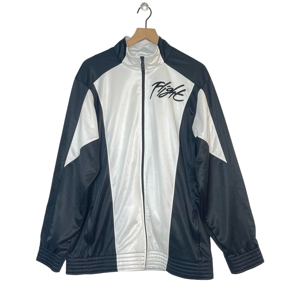 Vintage Nike Air Flight Jacket Y2K Men's Size L Black‎ White Basketball Full Zip